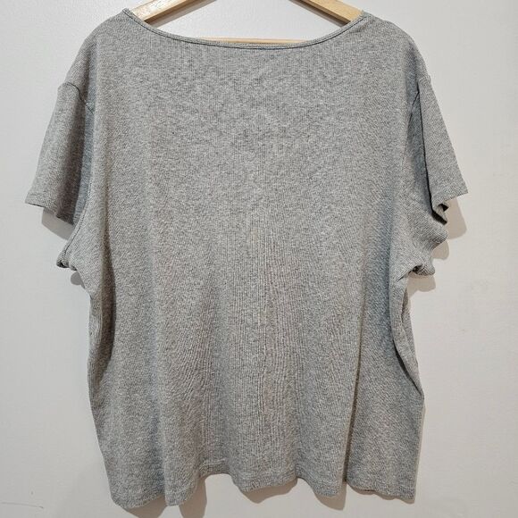 Faded Glory - T-Shirt Lace Trim Basics - Plus Size 26/28 W - Gray - 100% Cotton - Picture 3 of 8